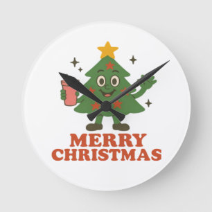 Merry Christmas Round Clock