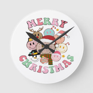 Merry Christmas Round Clock