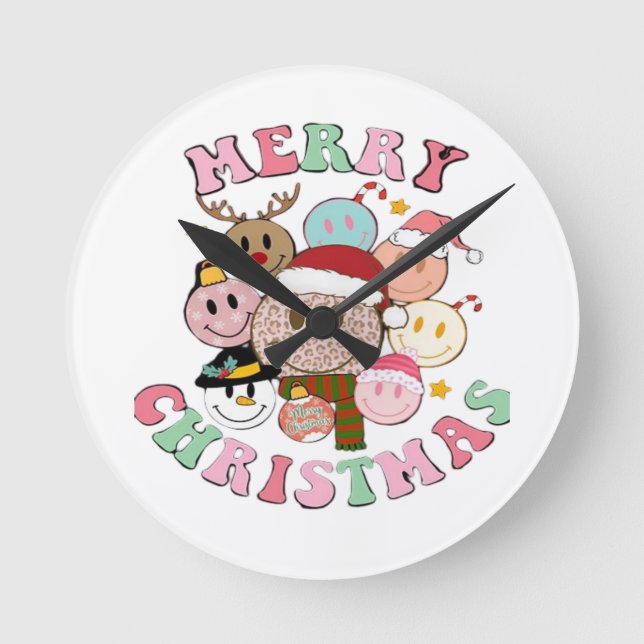 Merry Christmas  Round Clock (Front)