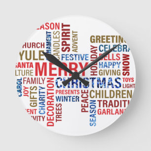 "Merry Christmas" Round Clock