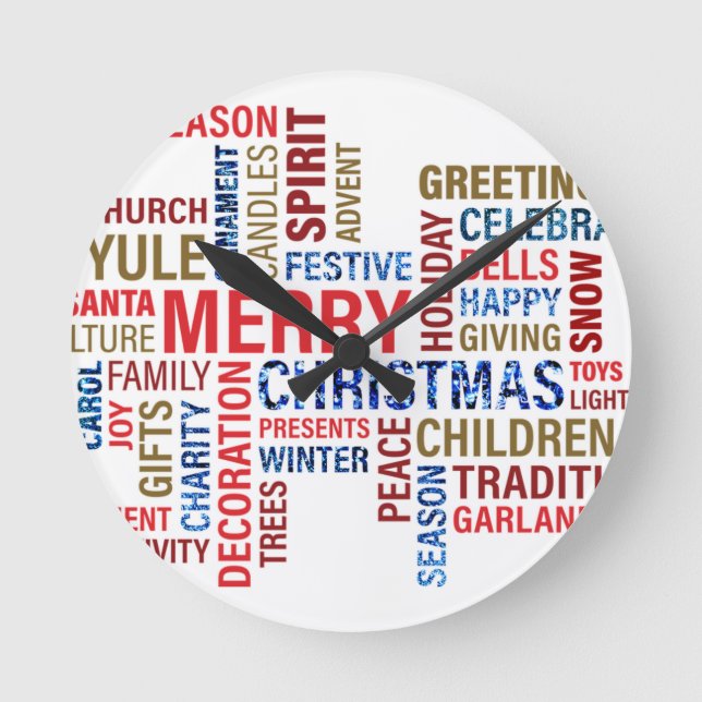 "Merry Christmas" Round Clock (Front)