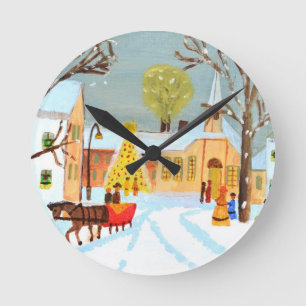 Merry Christmas Round Clock