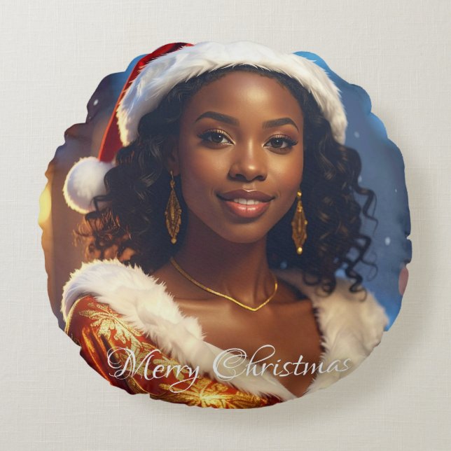 MERRY CHRISTMAS ROUND CUSHION (Front)