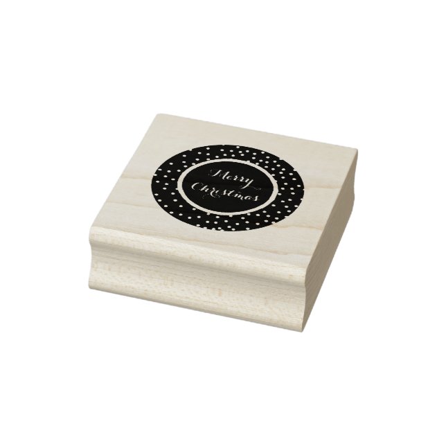 Merry Christmas Round Dotted Design Rubber Stamp (Stamp)