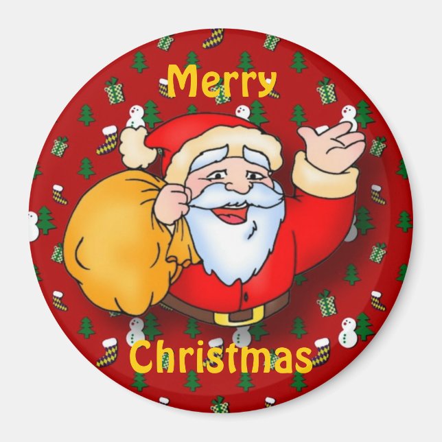 Merry Christmas Round Magnet (Front)