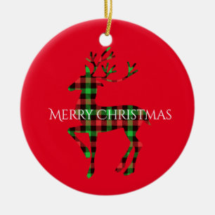 Merry Christmas Round Ornament-Deer Ceramic Ornament