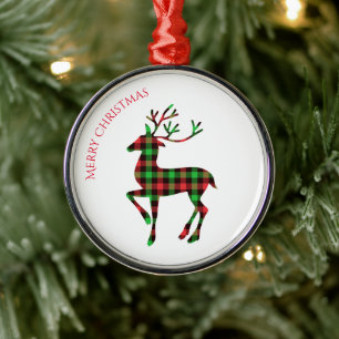 Merry Christmas Round Ornament-Deer Metal Ornament