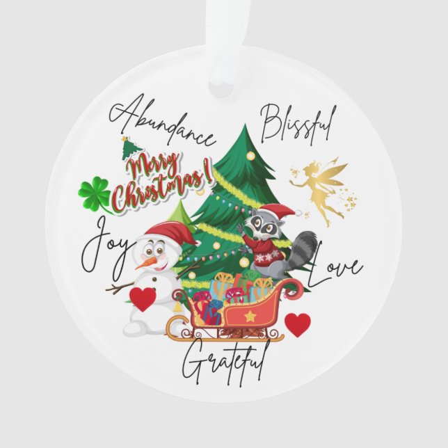 Merry Christmas Round Ornament | Love & Abundance (Front)