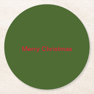 Merry Christmas Round Paper Coaster