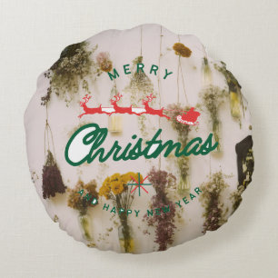 Merry Christmas Round Pillow