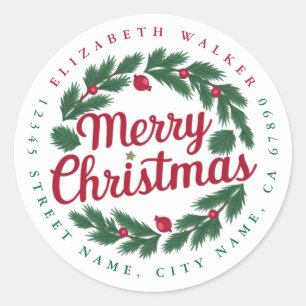 Merry Christmas Round Stickers