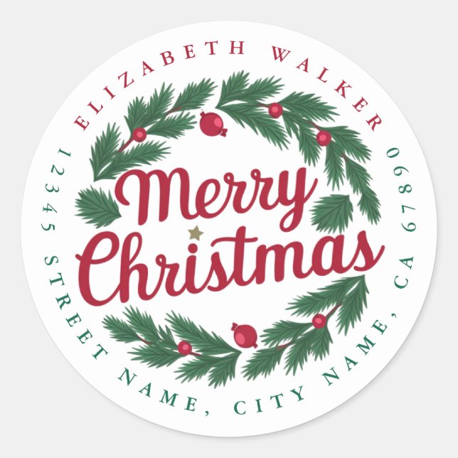 Merry Christmas Round Stickers (Front)