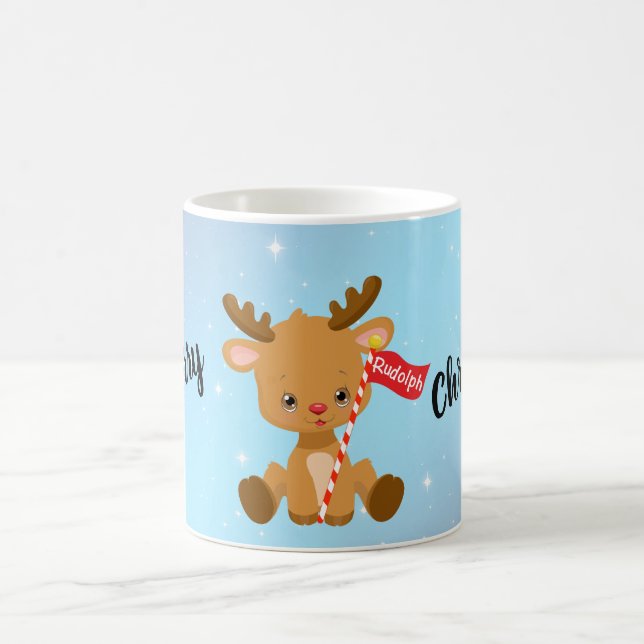 Merry Christmas Rudolph Reindeer Coffee Mug (Center)