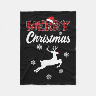 Merry Christmas Rudolph Reindeer Xmas  Fleece Blanket