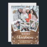 Merry Christmas Rustic 4 Photo Collage Family Holiday Card<br><div class="desc">You can pick the type of paper to print on (matte,  glossy,  etc).
Also you can click "Click to customise further" to make additional changes.

Christmas Rustic Photo Collage Family Holiday Card.</div>