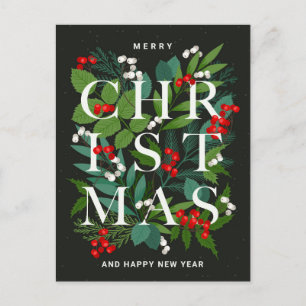 Merry Christmas Rustic Corporate Greeting Holiday Postcard