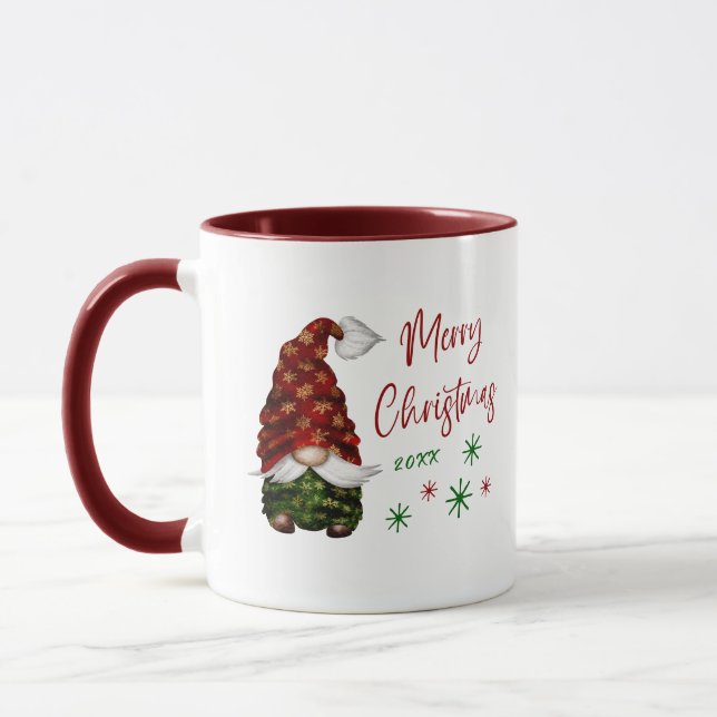 Merry Christmas Rustic Country Gnome Fun Holiday Mug (Left)
