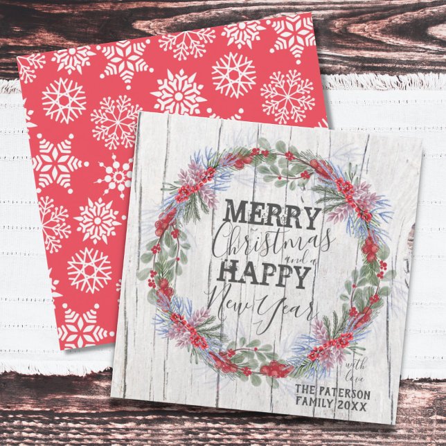 Merry Christmas Rustic Farmhouse Wreath Holiday Ca (Creator Uploaded)