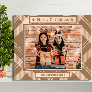 Merry Christmas rustic hoilday photo wooden etched