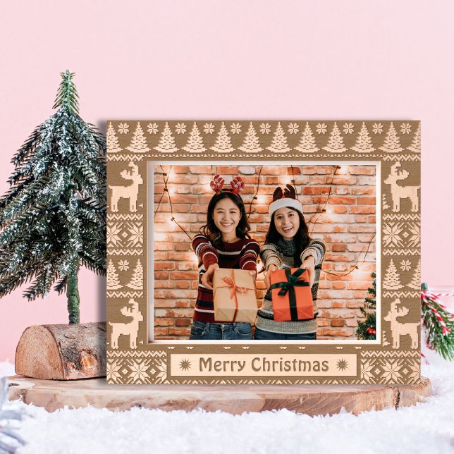 Merry Christmas rustic hoilday photo wooden etched Frames (Creator Uploaded)