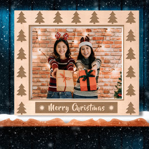 Merry Christmas rustic hoilday photo wooden etched Frames