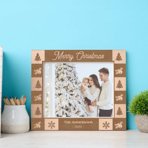 Merry Christmas rustic hoilday photo wooden etched Frames
