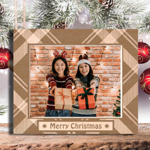 Merry Christmas rustic hoilday photo wooden etched Frames