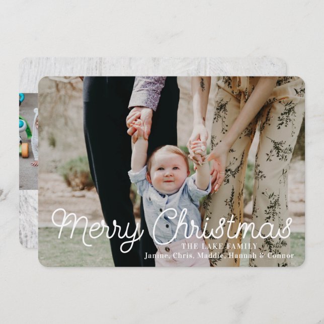 Merry Christmas Rustic Photo Holiday Card (Front/Back)