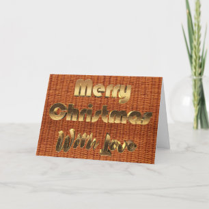 Merry Christmas Rustic Picnic Basket Wicker Photo Holiday Card