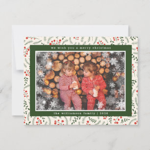 Merry Christmas Rustic Snowflake Photo Holiday Card