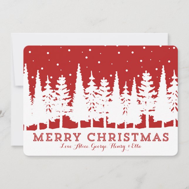 Merry Christmas Rustic Snowy Forest Photo Card (Front)