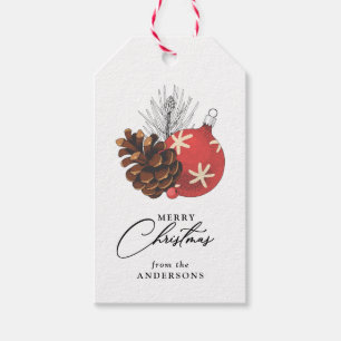 Merry Christmas Rustic Vintage Ornament Custom Gift Tags