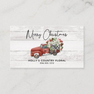 Merry Christmas Rustic Vintage Red Truck Business Card