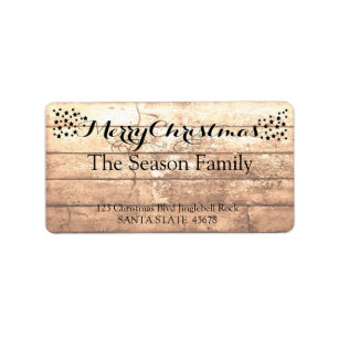 Merry Christmas Rustic wooden holiday label