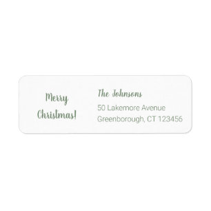 Merry Christmas Sage Green Family Name Address Return Address Label
