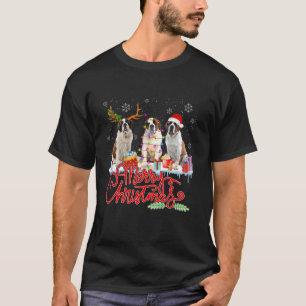 Merry Christmas Saint Bernard Santa Reindeer Light T-Shirt