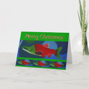 Merry Christmas Salmon Holiday Card