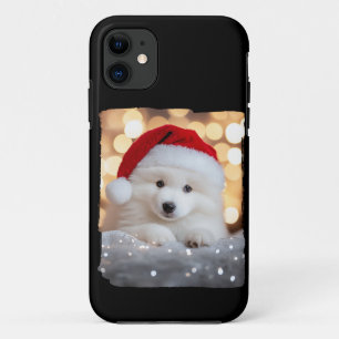 Merry Christmas Samoyed Puppy Dog with Santa Hat iPhone 11 Case