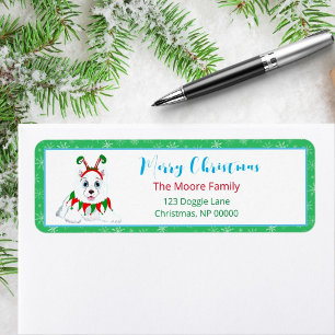 Merry Christmas Samoyed With Elf Headband Return Return Address Label
