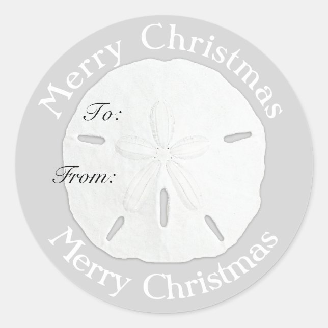 Merry Christmas Sand Dollar Gift Tag (Front)