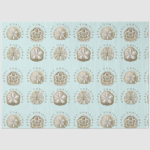 Merry Christmas Sand Dollar Turquoise Pattern Tissue Paper
