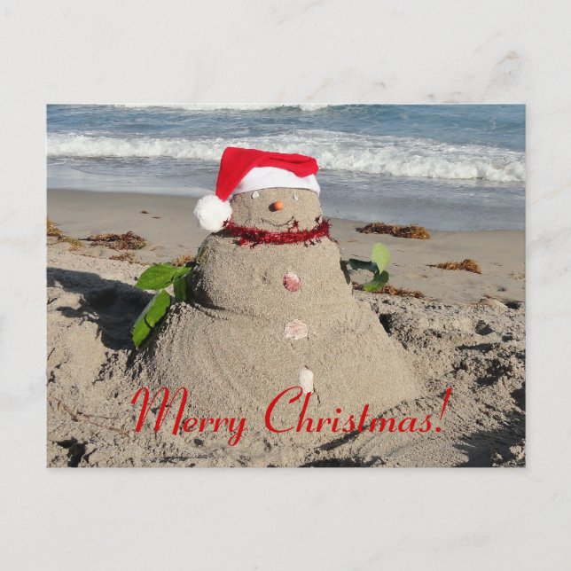 Merry Christmas! sandman snowman Holiday Postcard (Front)