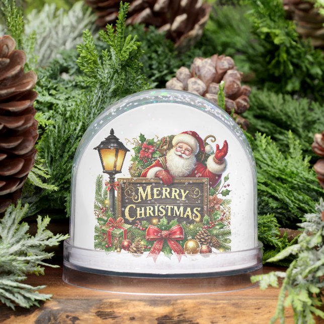 Merry Christmas Santa add message name year photo Snowglobe (Winter)