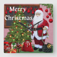 Merry Christmas Santa And Christmas Tree     