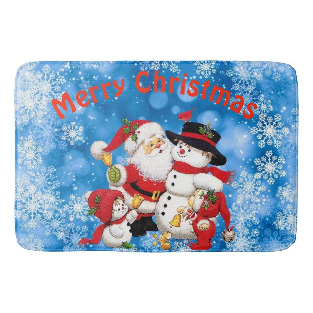 Merry Christmas Santa And Friends Bath Mat (Front)