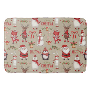 Merry Christmas Santa And Friends Bath Mat