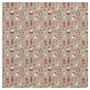 Merry Christmas Santa And Friends Fabric