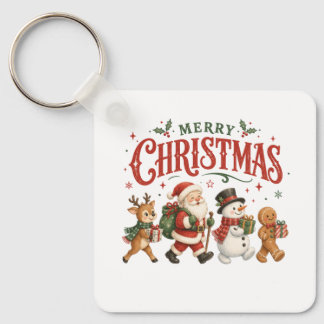 Merry Christmas Santa and Friends Key Ring