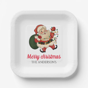 Merry christmas santa and happy new year  paper plate