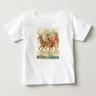 Merry Christmas (Santa and his Reindeer) Baby T-Shirt